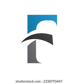 Blue and Black Letter F Icon with Pointy Tips on a White Background