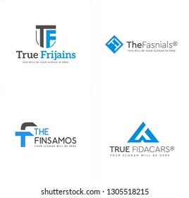 Blue black line art initial T F square combination mark logo design vector concept suitable for business industrial