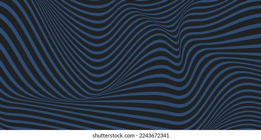 Blue and black line wave background