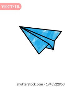 Blue and black linear paper plane icon on a white background. eps 10