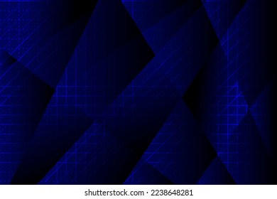 Blau und Schwarz mit Linien und Punkten abstrakter Technologie-Hintergrund.