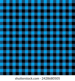 Blue Black Lumberjack plaid seamless pattern. Buffalo Check Patterns. Blue and Black. Hipster Style Backgrounds. Vector Pattern Swatches made with Global Colors.