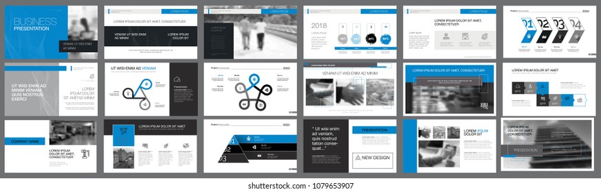 Blue and black marketing or statistics concept infographics set. Business design elements for presentation slide templates. Can be used for financial report, workflow layout and brochure design.