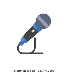 Blue and black microphone on stand illustration image