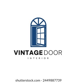 blue black minimalist vintage door logo