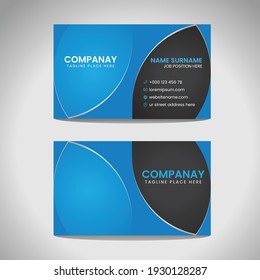 Blue And Black Modern Business Card. Professional Business Card