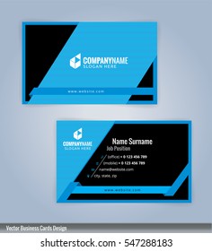 Blue and Black modern business card template, Illustration Vector 10