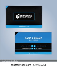 Blue and Black modern business card template, Illustration Vector 10