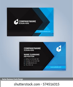 Blue And Black Modern Business Card Template, Illustration Vector 10