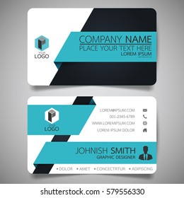 Blue And Black Modern Creative Business Card And Name Card,horizontal Simple Clean Template Vector Design, Layout In Rectangle Size.