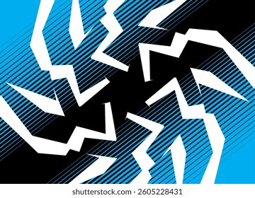 Blue black Modern vector pattern with white broken swirled shapes. Vector background for covers, postcards, packaging. Technological style. Thin lines