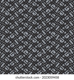 Blue and black mosaic pattern made of various fragments, patches and seams. Wool shawl texture.