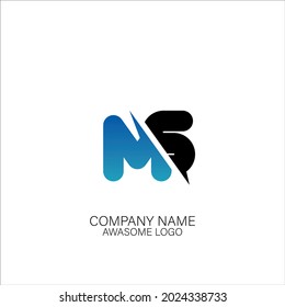 diseño simple del logotipo MS azul y negro