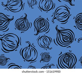 Blue and Black Onion Seamless Pattern