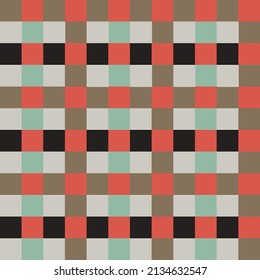 Blue black orange square geometric pattern