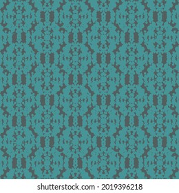 Blue and black pattern composed of circular ornaments linked together. Wallpaper texture.