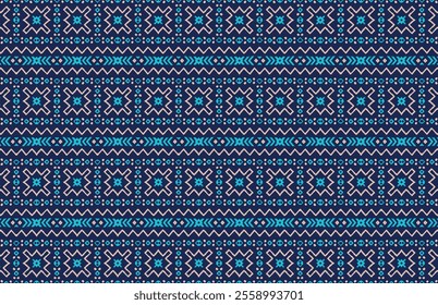 Blue and black pattern with geometric shapes