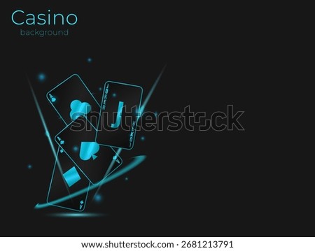 Blue and black playing cards with glowing elements. Beautiful casino background design for websites, templates, banners, your business, and vector illustrations..eps