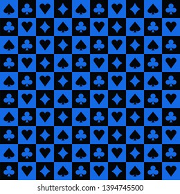 Blue black poker suits background