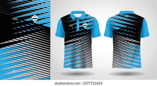 blue and black polo sport shirt sublimation jersey design template