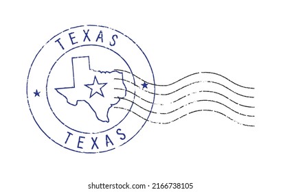 Blue and black postal grunge stamp ''Texas''.