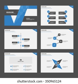 Blue and Black presentation template Infographic elements flat design set for brochure flyer leaflet marketing advertising