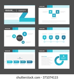 Blue Black presentation templates Infographic elements flat design set for brochure flyer leaflet marketing advertising