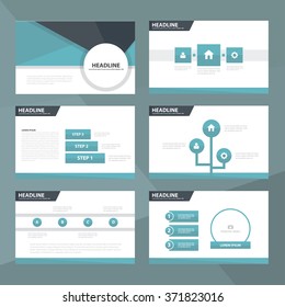 Blue black presentation templates Infographic elements flat design set for brochure flyer leaflet marketing advertising