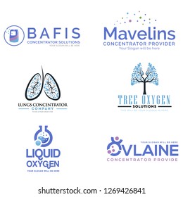 Blue black purple green circle lungs tree oxygen concentrator liquid oxygen root combination logo design vector suitable for health medical research respiratory 