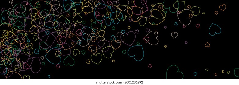 Blue Black Purple Violet Vector Art Illustration. Love Green Orange Rainbow Transparent Romantic Background. Pink Colorful Red Hearts Party Style. Yellow Neon Confetti Multicolor Ornamental Fabrics.