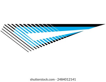 Blue black racing striped pattern on a white background. Design element for sports car, advertising, toys, sportswear. Vector black and white background