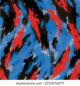Blue, black, and red brush stroke textured vector background isolated on square template for social media template, paper and textile scarf print, wrapping paper, poster.