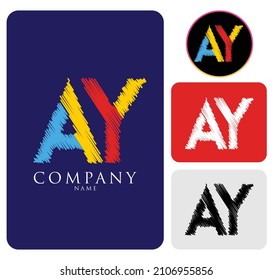 Blue, Black, Red, and White Colorful alphabet Abstract letter AY, , A Y logo for the company and corporate. Complete Business template icon