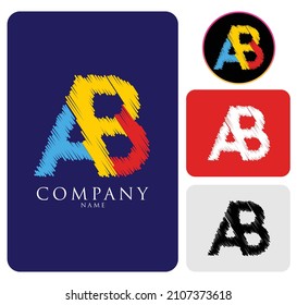 Blue, Black, Red, and White Colorful alphabet Abstract letter AB, A B logo for the company and corporate. Complete Business template icon