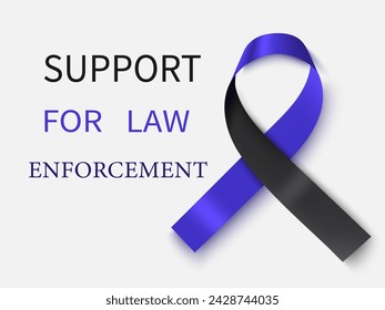 Blue and black ribbon. Concern of Police Survivors and ocular melanoma awareness symbol. Vector illustration