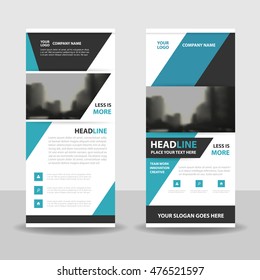 Blue black roll up business brochure flyer banner design , cover presentation abstract geometric background, modern publication x-banner and flag-banner, layout in rectangle size.
