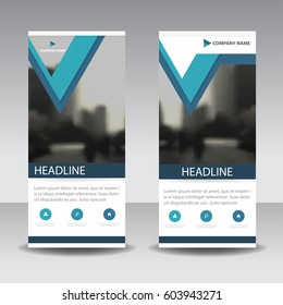 Blue black roll up business brochure flyer banner design , cover presentation abstract geometric background, modern publication x-banner and flag-banner