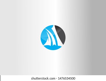Blue and black Round Logo Vector Icon illustration