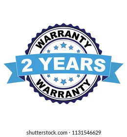 Blue black rubber stamp with 2 years warranty concept