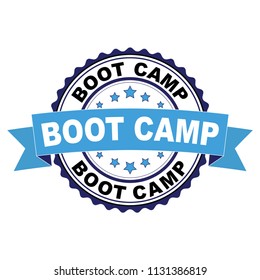 Blue black rubber stamp with Boot camp concept