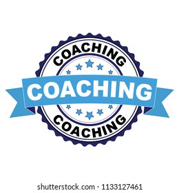 Blue black rubber stamp with Coaching concept