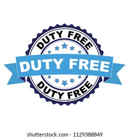 Blue black rubber stamp with Duty free concept