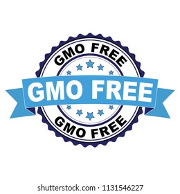 Blue black rubber stamp with GMO Free concept