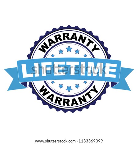 Blue black rubber stamp with Lifetime warranty concept