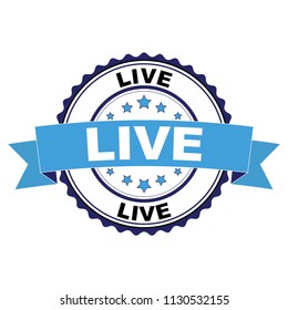 Blue black rubber stamp with Live concept