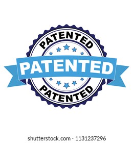 Blue black rubber stamp with Patented concept