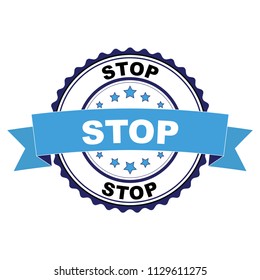 Blue black rubber stamp with Stop concept