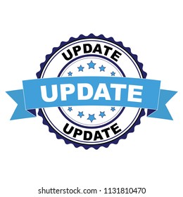 Blue black rubber stamp with Update concept