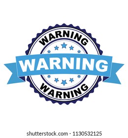 Blue black rubber stamp with Warning concept