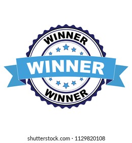 Blue black rubber stamp with Winner concept